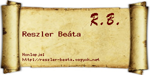Reszler Beáta névjegykártya